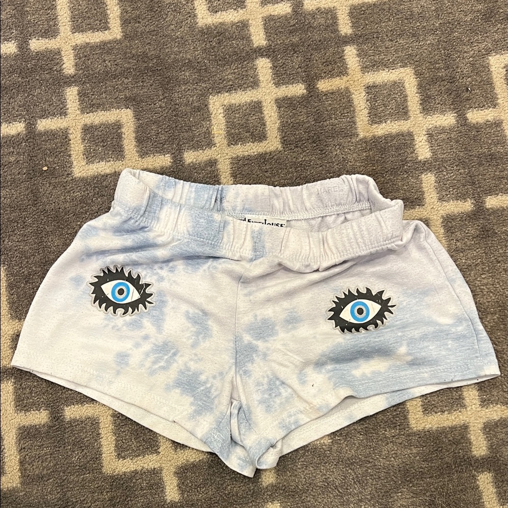 Kids Light Blue Eye Print Shorts